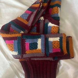 Sea New York Camren Multicolor Crochet cropped sweater 100% wool natural fibers